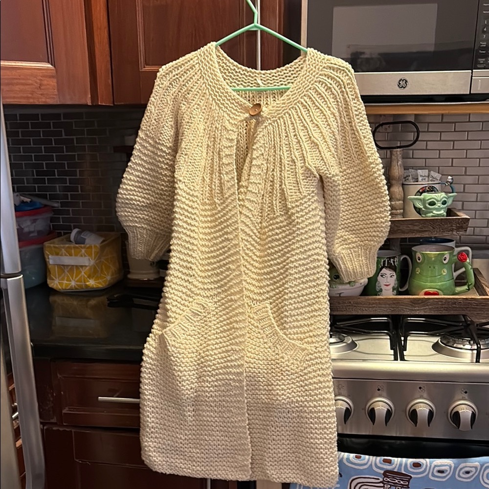 Cream Knit Cardigan with Pockets